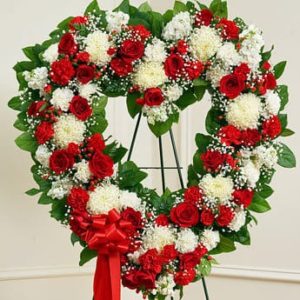 Forever Cherished Floral Heart Tribute - Red & White