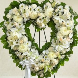 Forever Cherished Floral Heart Tribute - White