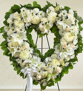Forever Cherished Floral Heart Tribute - White