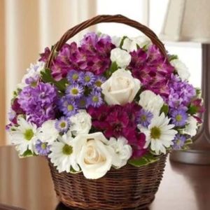 Peace, Love & Hope Basket - Lavender & White