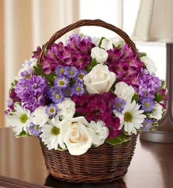 Peace, Love & Hope Basket - Lavender & White