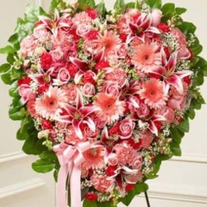 Sympathy & Support Flower Heart - Pink