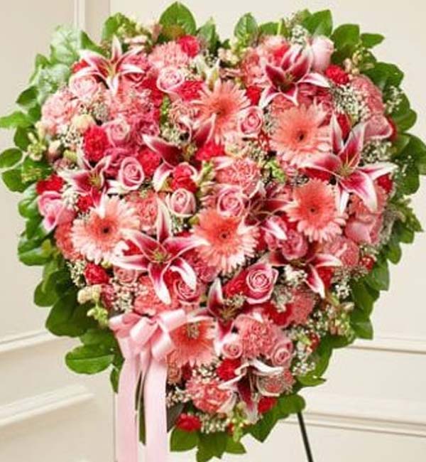 Sympathy & Support Flower Heart - Pink