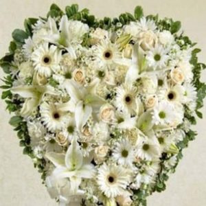 White Heart Standing Spray