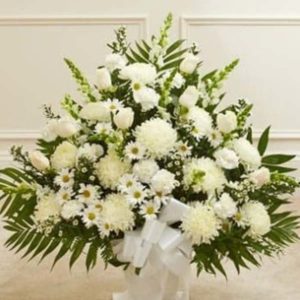 Touching Tribute Floor Basket - White