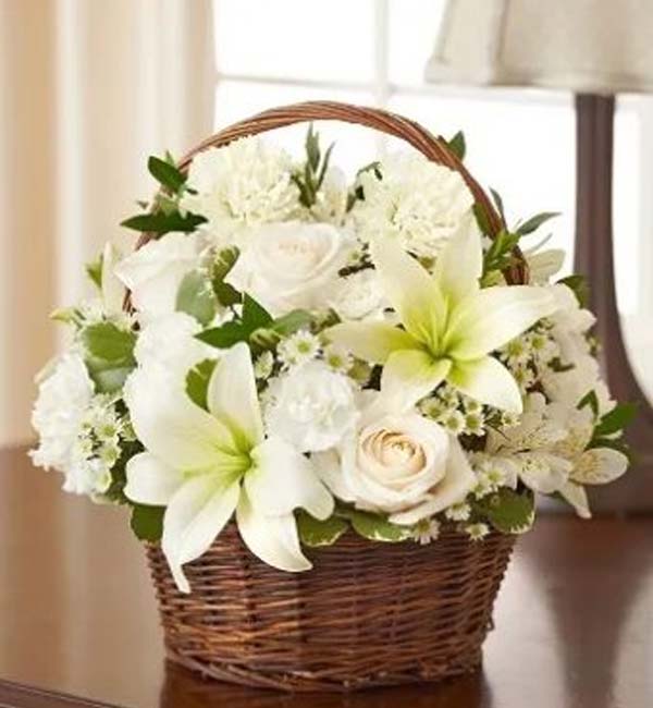 Peace, Love & Hope Basket - White
