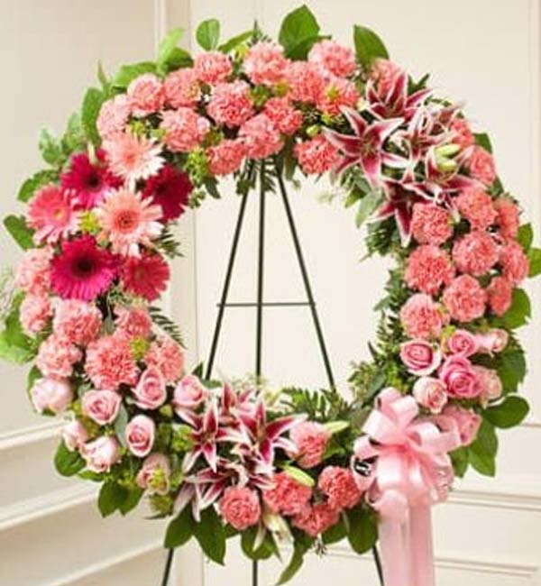 Serene Sympathies Standing Wreath - Pink