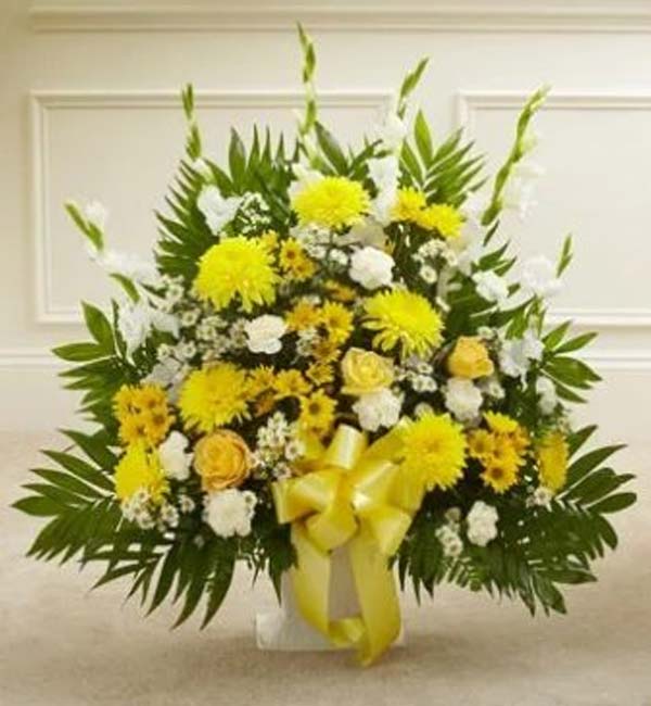 Touching Tribute Floor Basket - Yellow