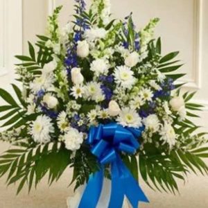Touching Tribute Floor Basket - Blue & White