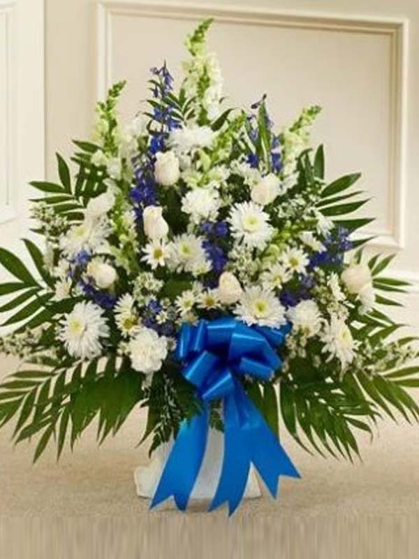 Touching Tribute Floor Basket - Blue & White