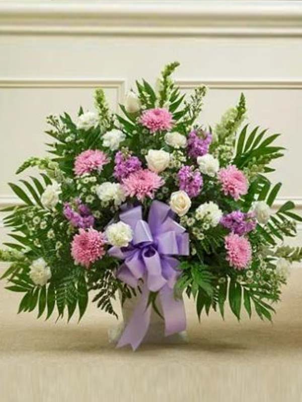 Touching Tribute Floor Basket - Lavender & White