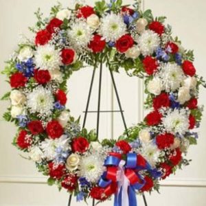 Serene Sympathies Standing Wreath - Red, White & Blue