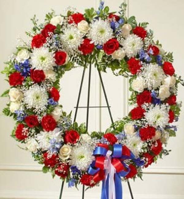Serene Sympathies Standing Wreath - Red, White & Blue