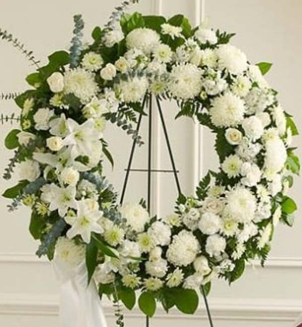Serene Sympathies Standing Wreath - White