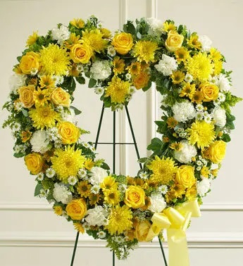 Forever Cherished Floral Heart Tribute - Yellow