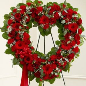 Forever Cherished Floral Heart Tribute - Red