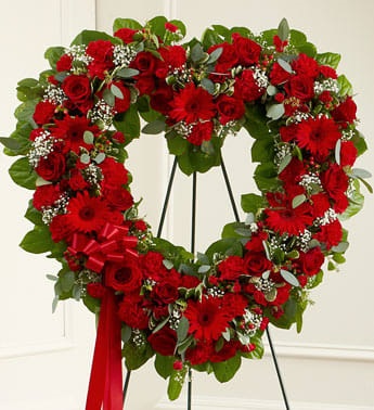 Forever Cherished Floral Heart Tribute - Red