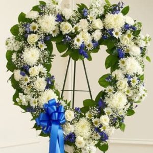 Forever Cherished Floral Heart Tribute - Blue & White