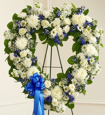 Forever Cherished Floral Heart Tribute - Blue & White
