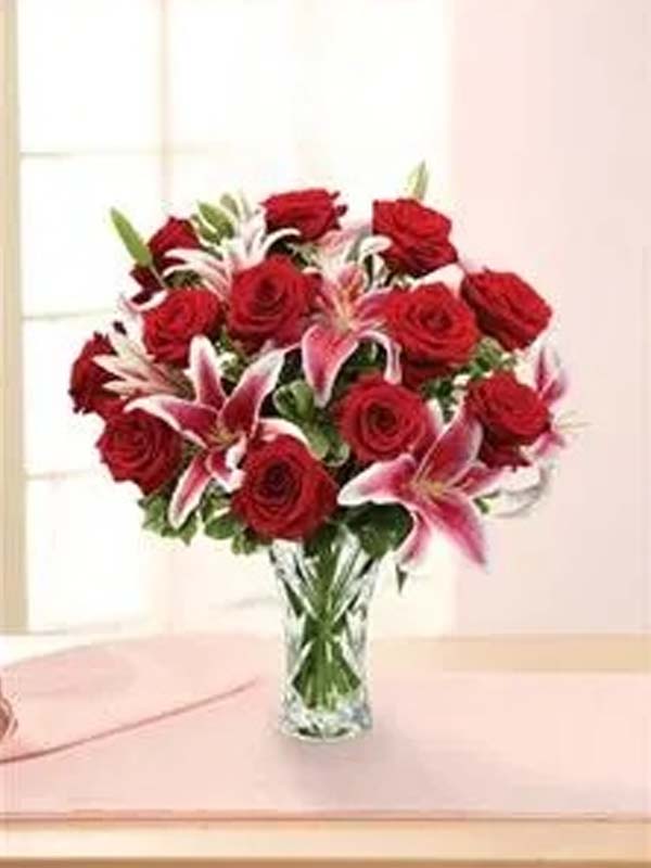 Love's Incarnation Rose & Lily Bouquet